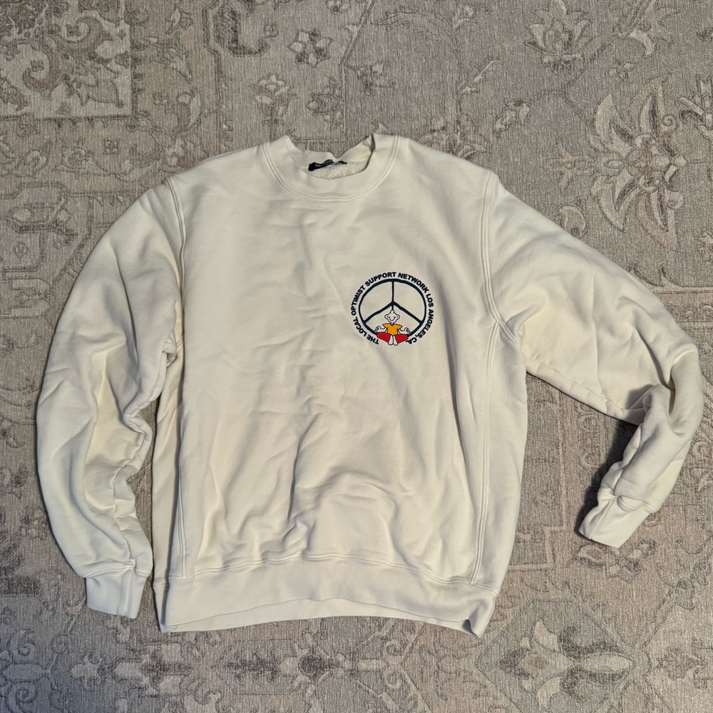 Madhappy Support Network Graphic Capsule Fleece Crewneck - Oatmilk